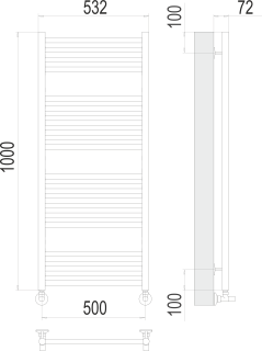 Полотенцесушитель водяной Terminus Аврора П20 500х1000